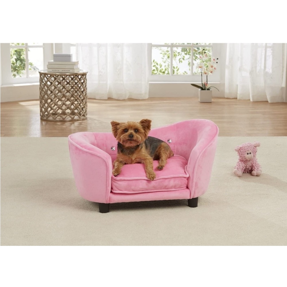 Pink plush dog bed/mini couch